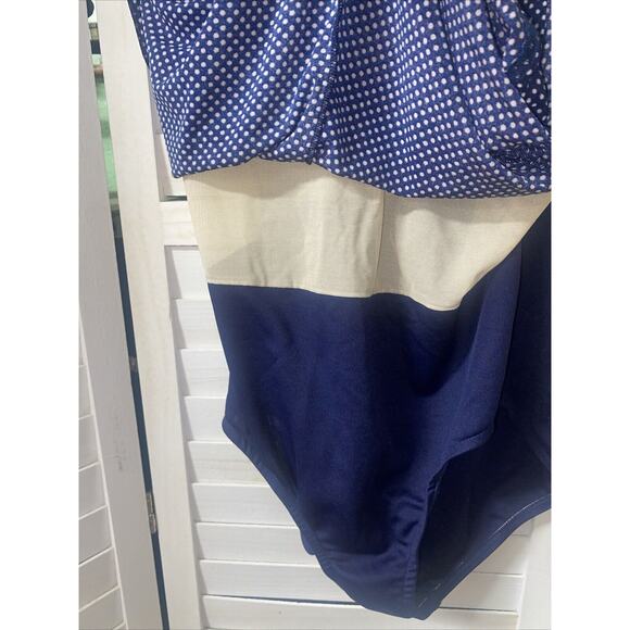 Beach CABANA Women’s One-piece Swimsuit Dress Underwire Polka Dot Sz 1X - Picture 3 of 11